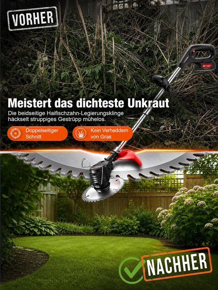 V8 Garden Cleaning System - 18000 RPM 3-in-1 Cordless Trimmer & Weed Cutter for Easy Yard Maintenance