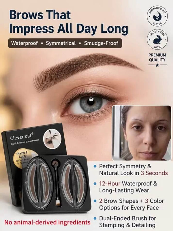 Waterproof Eyebrow Powder Set - Easy 3-Second Brow Makeup Kit for Beginners