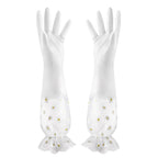 Women's Dishwashing Gloves - Velvet-Lined Long Waterproof Gloves for Kitchen & Household Cleaning