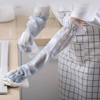 Women's Dishwashing Gloves - Velvet-Lined Long Waterproof Gloves for Kitchen & Household Cleaning
